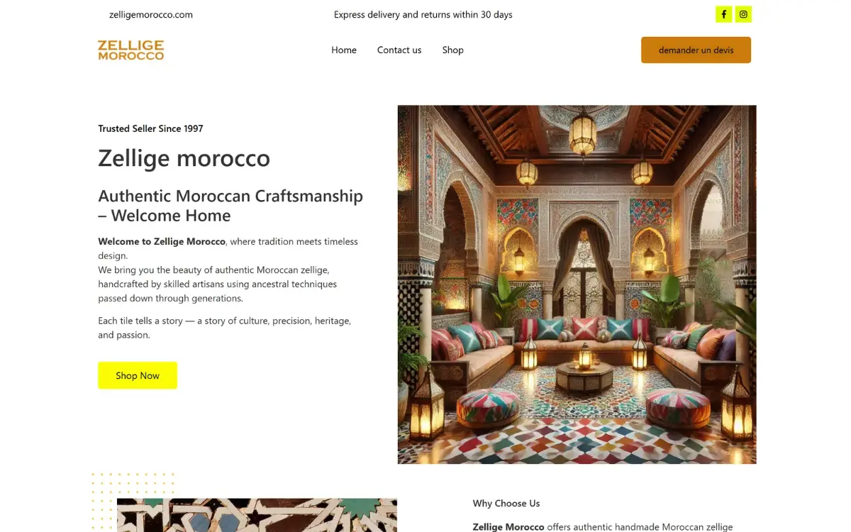 Website of Zellige Morocco